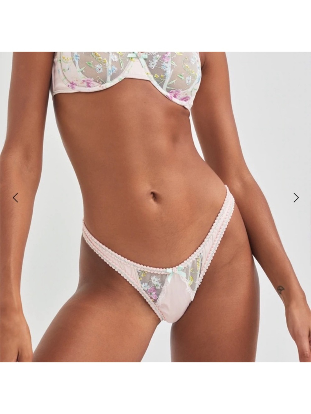 For Love and Lemons Delicate Pink Lace Bustier and Thong Set - Picture 7 of 10